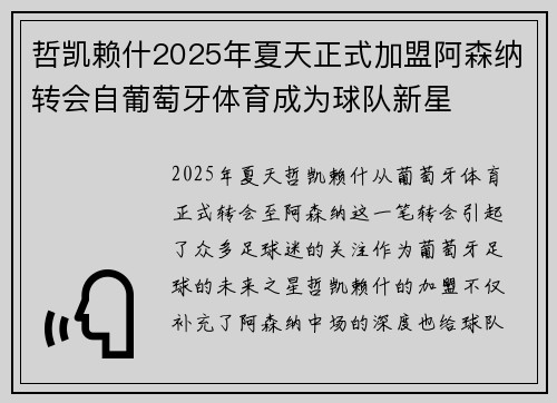 哲凯赖什2025年夏天正式加盟阿森纳转会自葡萄牙体育成为球队新星